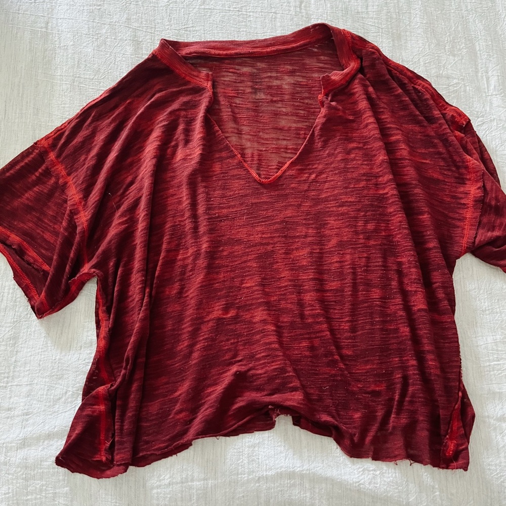 Red shear crop top